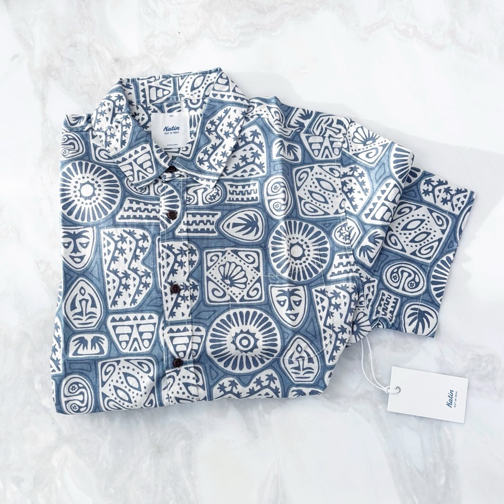Katin Castaway Linen Blend Button Down Short Sleeve Shirt Men’s Size Medium